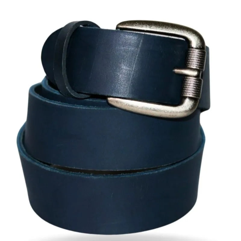Formal Dark Blue Leather Belt for men – Real Leather